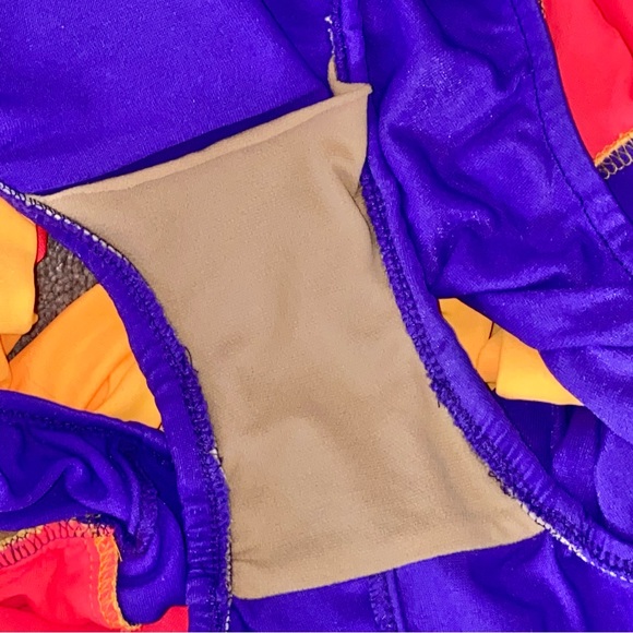 L 12 VTG Le Cove 90’s Neon Colorblock Low Back One Piece Ruched Swimsuit - Picture 11 of 12